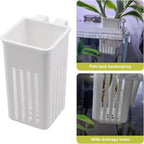 4 PCS Aquarium Plant Holder, White Wall Mounted Basket for Fish Tank Aquaponic Plant Cultivation and Landscape Decoration, 1.97 x 1.77 x 3.74 Inch