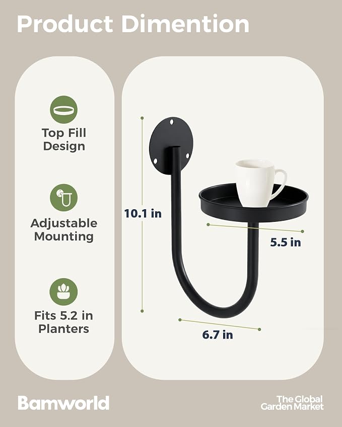 Bamworld Hanging Planters for Indoor Plants Wall Plant Holder Plant Hanger Indoor Wall Planters Window Plant Shelves Hanging Plant Holder Window Plant Hanger Plant Decor Black 2pc
