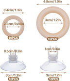 20 PCS Air Plant Holder Suction Cup, 2 Sizes Small Wooden Tillandsia Hanger with Suction Cups for Smooth Glass, Tile, Window, Metal Surface Home Decor Display (Plants Not Included)