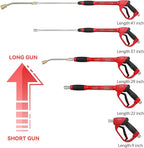 Upgraded Pressure Washer Gun with Extension Replacement Wand, M22 Fitting,7 Inch 30 Degree Curved Rod, 5 Nozzle Tips, 5000 PSI, 47 Inch