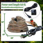 Bird Bath Water Fountain Resin Rock Fountain with 9.8ft Cord Length Water Pump Rock Waterfall for Hummingbird Birdbath Outdoor Decor for Garden Lawn Fish Tank and Aquariums (Brown)