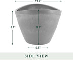 Arcadia Garden Products PSW Pot Collection YB41CT Plastic/Stone/Wood Composite Curved Planter Pot – No Drainage Hole (Drillable), for Indoor and Outdoor Plants and Gardens, 16-inch, Cement Gray