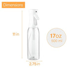 2 Pack Continuous Spray Bottle for Hair & Cleaning - 17 OZ Ultra Fine Mist Sprayer | Water Spray Bottle Mister (2pk 17oz)