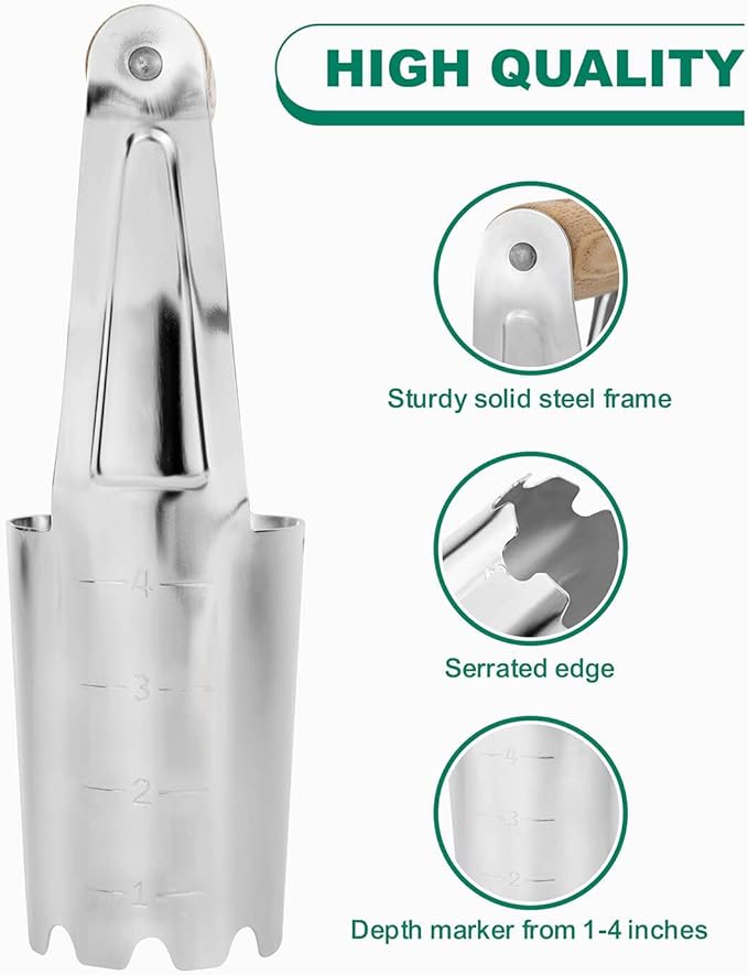 Bulb Planter Tool 4 Inch Measurements Garden Bulb Planting Tool Plant Hole Digger Tool for Tulip Daffodil Flower Plants Handled Transplanter