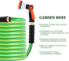 HQMPC Garden Hose Garden Water Hose 50 ft Non Kinking Heavy Water Hose with Brass Hose Fittings (5/8"IDx50'(50 FEET) With 1 Pcs 10 Patterns Hose Nozzle Spray Nozzle