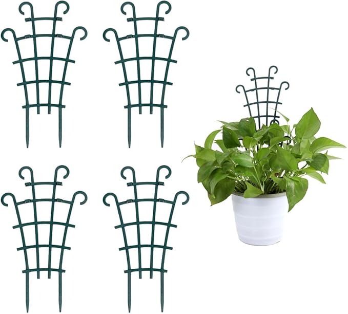 UWIOFF Trellis for Potted Plants, Stackable Small Indoor Plant Trellis for Climbing Plants Outdoor for Vine Ivy Hoya Houseplants Flower Plant Support, 4 Pack