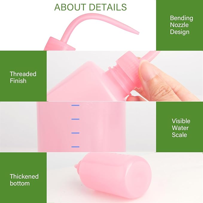 XXXFLOWER 2Pcs Watering Can,Small Squeeze Bottles for Liquids,Succulent Watering Bottle with Bend Mouth,250 ML Water Spray Bottle for Plants Flowers(Pink)