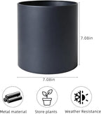 Metal Plant Pot with Drainage Hole,Mid Century Modern 7 inch Round Pot Indoor Outdoor Planters Gift for Decorative Pots of Tabletop Living Room Bedroom Grey