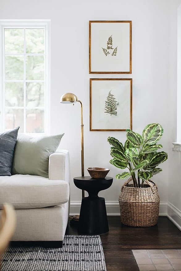 Briful 24.8" Artificial Calathea Medallion Plant Fake Plants Home Décor Tropical Faux Plant in Pot for Home Garden Office Decoration
