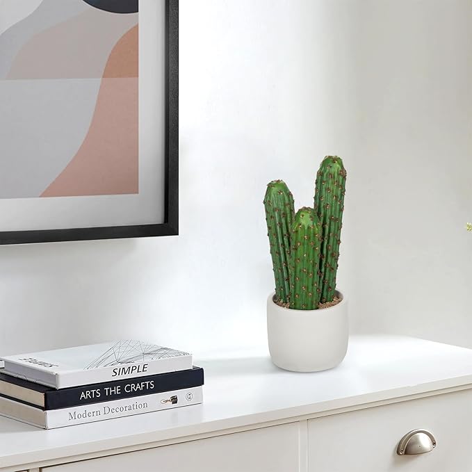 DILATATA 9.8” Small Fake Cactus Plant Potted Cactus 'Saguaro ' Faux Cacti Plants Artificial Cactus for Home Garden Office Decor Housewarming Gifts Fake Cacti