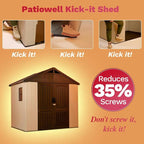 Patiowell 8x6 FT Outdoor Storage Shed, Plastic Shed Resin Garden Shed with Floor & Window & Lockable Door for Patio Furniture, Backyard Tools, Bicycles & Lawnmower, Beige
