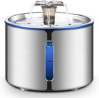 BOORCA Cat Water Fountain, 84oz/2.5L Stainless Steel Pet Water Fountain for Cats, Dogs and Multiple Pets, Automatic Dog Water Dispenser with Water Level Window, Ultra-Quiet Pump