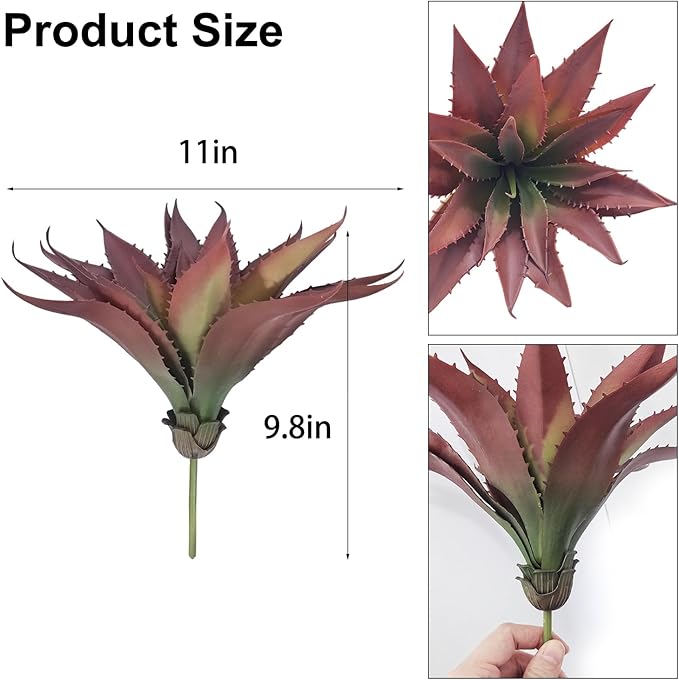 Artificial Aloe Vera Plant, 11Inch Realistic Large Fake Succulents for Indoor Outdoor Home Decor, Red