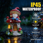 Solar Mushroom Gnomes Houses Figurine Lights, 8" Height Fairy Garden House LED Ornaments for Outside, Lighting Statue for Yard Patio Lawn Porch, Gardening Gifts for Women Mom Grandma