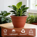 3 Pack 11 Inch Plant Pots Lightweight Planters with Drainage Holes,Durable Indoor & Outdoor Flower Pots for Garden,Patio & Home Decor(Pottery Red)