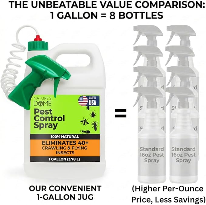 Nature’s Dome Pest Control Spray 1 Gallon | Natural Ant Killer & Bug Spray for Indoor & Outdoor Use | Eco-Friendly Bug Spray for Flea, Ticks, Ant & Mosquitos | Safe for Pets and Kids