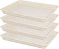 VUWEZ 4 Pack Plant Saucer Tray Rectangular, Plant Saucers for Indoors, Heavy Sturdy Plastic Plant Drainage Trays, Plant Drip Trays for Pots, Seed Starter Growing Tray (11 x 9 inch, Beige)