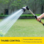 FANHAO Metal Garden Hose Wand, 16-Inch Heavy Duty Watering Wand with 9 Spray Patterns, 180° Rotating Long Garden Hose Nozzle Thumb Flow Control, Ideal to Water Hanging Baskets and Shrubs -Black