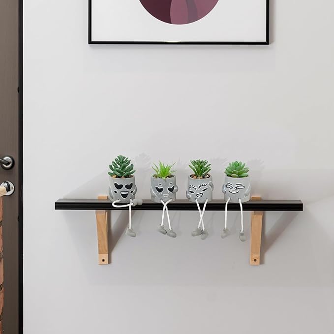 4 Pack Artificial potted Succulent Plants with Hanging Legs, Fake Mini Succulents in Pots, Faux Small Plants for Office Desk, Kitchen, Bathroom, Home Shelf Decor, Funny Office & Home Decor Accents