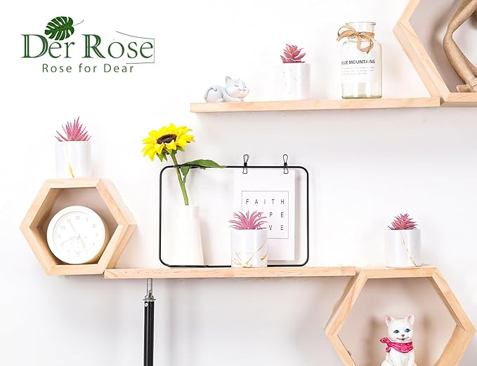 Der Rose 4 Packs Fake Succulents Plants Artificial Indoor for Pink Room Bathroom Decor Office Desk Accessories for Women