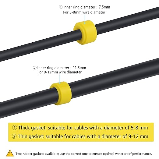 NineLeaf Waterproof Electrical Cable Connector, 3PK 3-PIN M20 Extension Electrical Cable Protector for Diameter Ø5-12mm, IP68 Outdoor Power Wire Connect Joint for Garden, Water, Pond, Lights