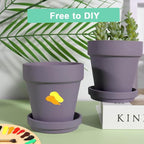 vensovo 4 Inch Small Purple Terracotta Plant Pots with Saucer - 6 Pack Clay Flowerpots with Drainage, Great for Indoor Outdoor Plants, Crafts, Wedding Favor