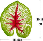 Artificial Caladium Plant with Red and Green Leaves, Red Leaf Artificial Plants Decoration Simulated Bonsai Potted Decor Home Room Party Wedding Office Floor (White(No Flowerpot), 60cm)