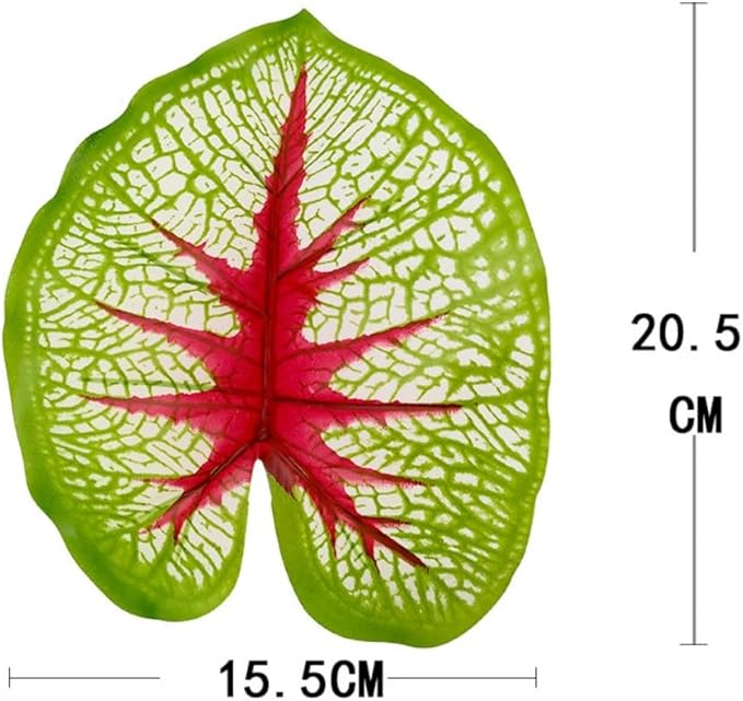 Artificial Caladium Plant with Red and Green Leaves, Red Leaf Artificial Plants Decoration Simulated Bonsai Potted Decor Home Room Party Wedding Office Floor (White(No Flowerpot), 85cm)