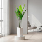4.7FT Artificial Bird of Paradise Plant, Faux Banana Tree in White Tall Planter, Decorative Evergreen Tropical Floor Plant for Living Room, Entryway, Porch, Office