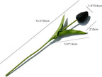 Mandy's Black Artificial Tulips Flowers Centerpiece, 13.5" Lifelike PU Fake Floral Stems 20pcs for Kitchen Island & Dining Table, Spring Decor for Easter