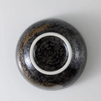 Wazakura Minoyaki Series Small Round Glazed Ikebana Flower Vase Made in Japan, Handpainted Floral Arrangement Pottery Supplies - Black with Brown White Brush