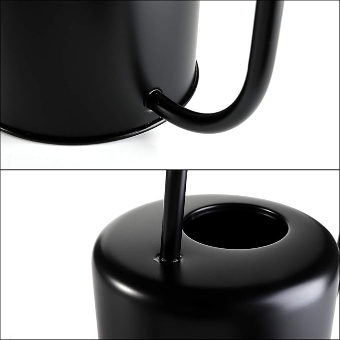 Fasmov 51 Oz Stainless Steel Watering Can Modern Style Watering Pot, Watering Can with Long Spout for Easy Pour, Water Outdoor Garden, Indoor Plant (Black)