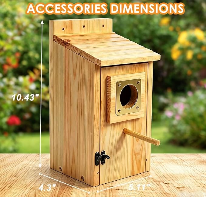 Bird Houses for Outside, Cedar Bluebird Houses with Metal Predator Guard, Birdhouse for Wren Bluebirds Finches Swallows,Ventilated Design & Easy Access Clean, Natural Wood