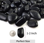YISZM 2lbs Black Pebbles for Plants, 1-2 Inch High Polished Natural River Rocks for Landscaping, Decorative Stones Vase Filler Fish Tank Aquariums Garden Outdoor and Indoor DIY