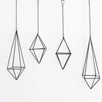 4 Pcs Hanging Air Plants Holders Black Himmeli Large Geometric Tillandsia Air Plant Planter Hangers Airplants Display Wire Frame with Chains Wall Metal 2 Size