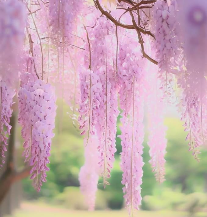Pink Wisteria Vine Live Plant – Fragrant 18" Flowers,1-Year in Pot, Hummingbird Magnet