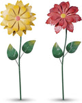 Topadorn Set of 2 Metal Garden Stakes 25", Wind-Responsive Flower Outdoor Yard Decor, Weather Resistant Decorative Garden Stakes for Lawn, Patio & Pathway