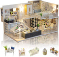 GuDoQi DIY Miniature Dollhouse Kit with Furniture, Tiny House kit 1:24 Scale, Need to Assemble Around 30 Hours, Great Handmade Crafts Gift for Birthday, Christmas, Life House(No Dust Cover)