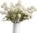 Artificial Flowers 10 Pcs Faux Silk Pompon Mum, Bulk Fake Flowers Mini Chrysanthemums with Stems for DIY Bouquet Centerpieces Wedding Fillers Champagne Arrangements Room Decor, White