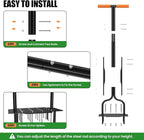 Luvenia Lawn Aerator Tool, 40 Inch Heavy Duty Manual Lawn Aerator, 16 Iron Spikes Metal & 4 Hollow Slots, Upgraded Exhaust Loosening 2-in-1,Garden Cleaning Hand Tool for Yard, Revives Lawn Health