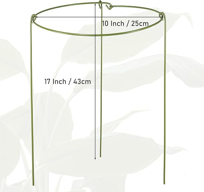 3 Pack Garden Stakes Plant Support Cage, Plant Support Rings for Outdoor Indoor Peony Tomato Rose Flowers Potted Plants (10" W x 17" H)