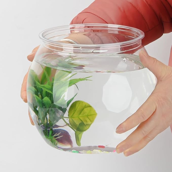 3 Gallon PET Aquaponic Betta Fish Tank Aquaponic with Base and Top, Large Bowl Shatterproof Aquarium Fish Tank with Clear Clarity for Terrarium, Flower Vase Centerpiece Present for Fish Lovers