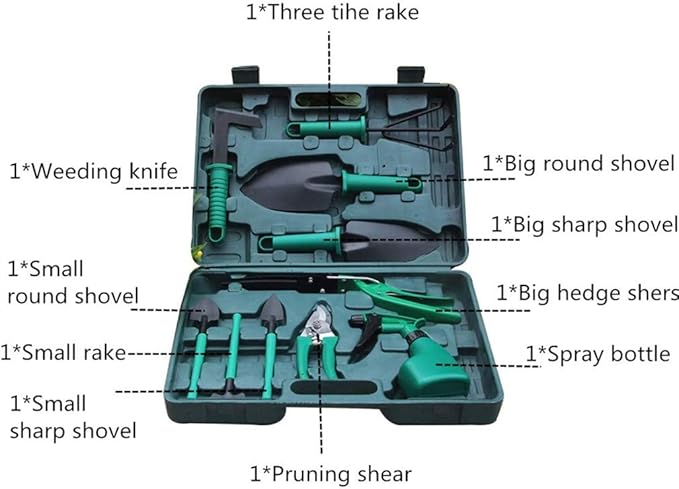 10PCS Gardening Tool Set Plant Care Mechanics Kit Pruning Tools with Carrying Case