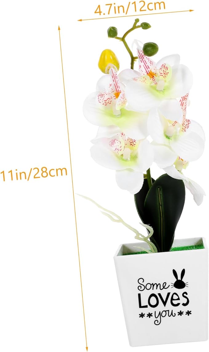 HEALLILY Artificial Orchid Bonsai Plant Faux Phalaenopsis Decoration for Home Office Wedding Table Centerpieces Potted Flower for Lively Indoor Atmosphere