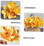 Hemobllo Artificial Silk Orchid Bouquet 2 Bundles, 4-Head Faux Phalaenopsis Flowers for Home Decor, Yellow Silk Flower Arrangement for Living Room and Event Decoration