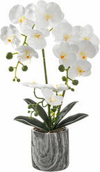 White 16.5'' Fake Orchids Flowers in Pot Bendable Faux Orchids Artificial Flowers Washable Silk Orchid Phalaenopsis Decor for Home Wedding Table Centerpiece Bathroom Office
