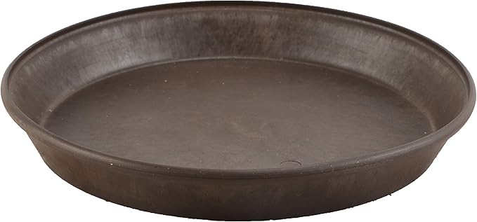 PSW Pot Collection AP35C 14-inch Plastic/Stone/Wood Composite Plant Saucer Drip Tray – No Drainage Hole (Drillable), Indoor/Outer Water Tray, Chocolate