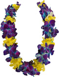 Fresh Hand Made Dendrobium Orchid Lei Purple (Blue with Yellow)