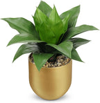 Briful Agave Artificial Wide Leaf Plant in Gold Pot – 10.2” Tall Faux Greenery with Lush Plastic Leaves & Pebble Base, Fake Plant Decor for Indoor Tabletop, Office Desk, Bathroom Shelf