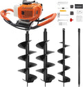 62CC Auger Post Hole Digger, 2 Stroke Gas Powered Earth Post Hole Digger with 2 Auger Drill Bits(6" & 8") + 1 Extension Rods for Farm Garden Plant, Orange (62CC)